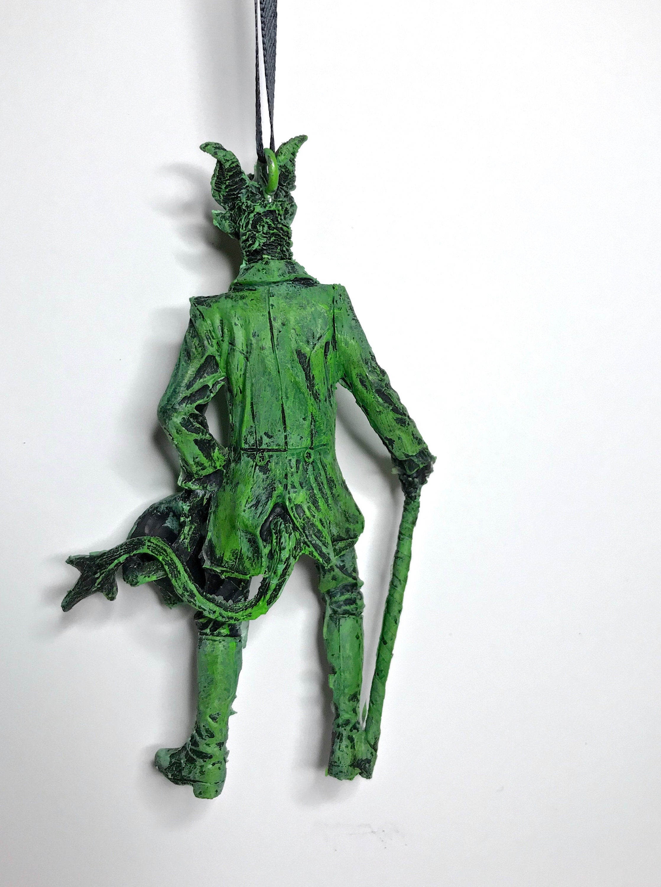 Gentleman Krampus Ornament, Hand Painted Resin Sculpture | Christmas Legend Figurine |Unique Dark Christmas Demon Ornament for Holiday Decor