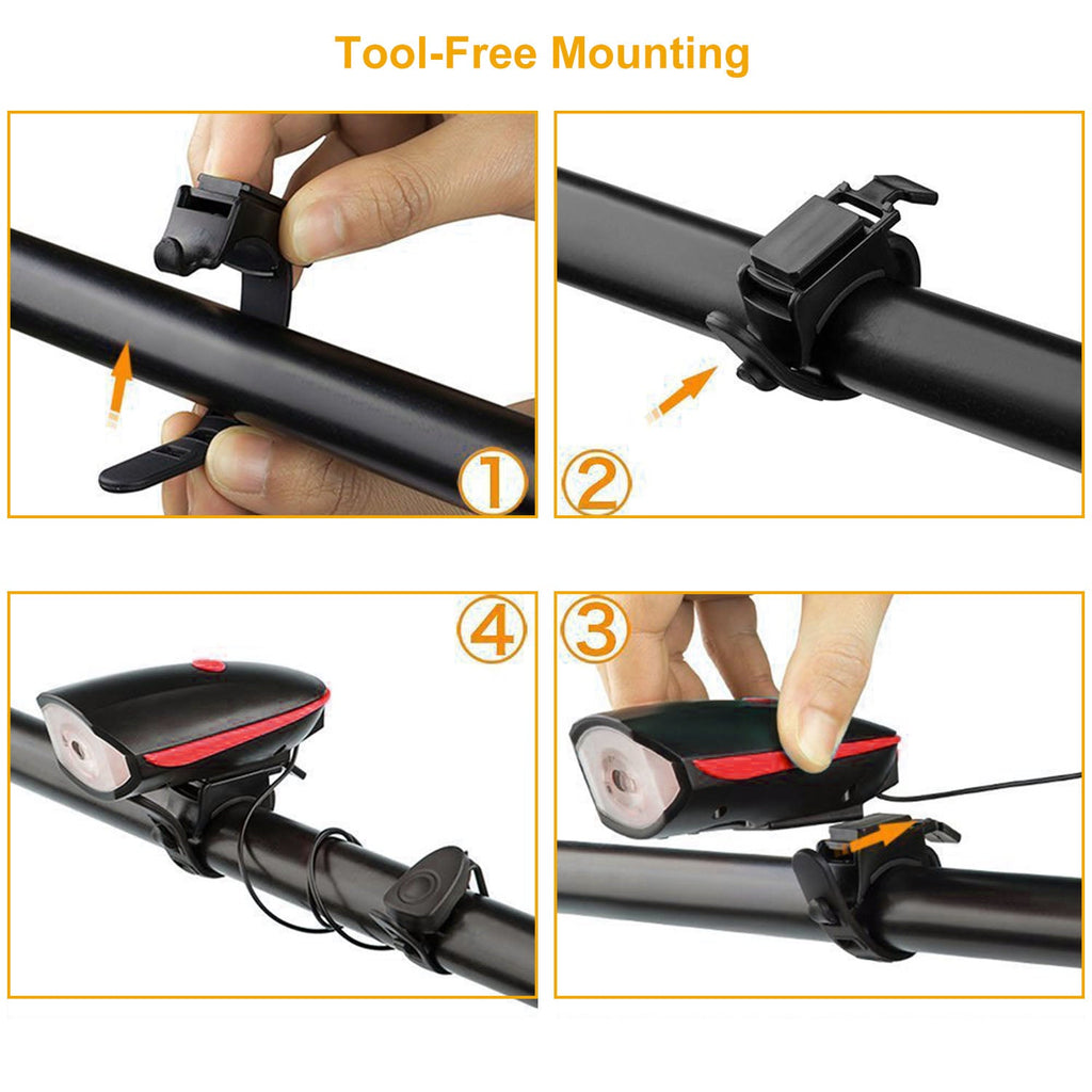 10000lm Bike Headlight USB Rechargeable LED Bicycle Front Light Rear Tail Light with 130dB Loud Horn