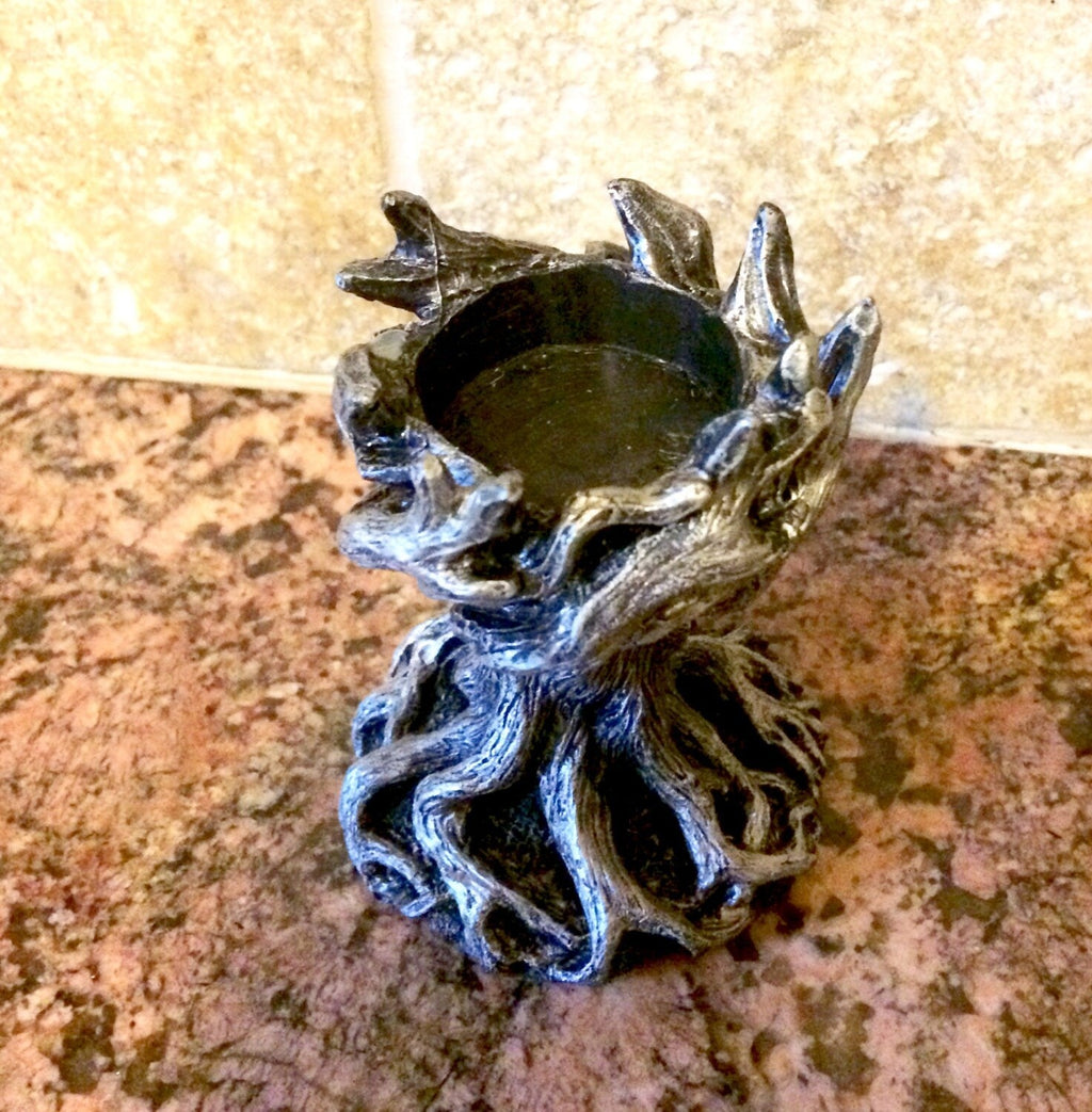 Yggdrasil the World Tree Tea Light Holder, Hand Painted Resin Sculpture | Earthy Fantasy Decor| Candle for Witchy Gift and Gothic Home Decor