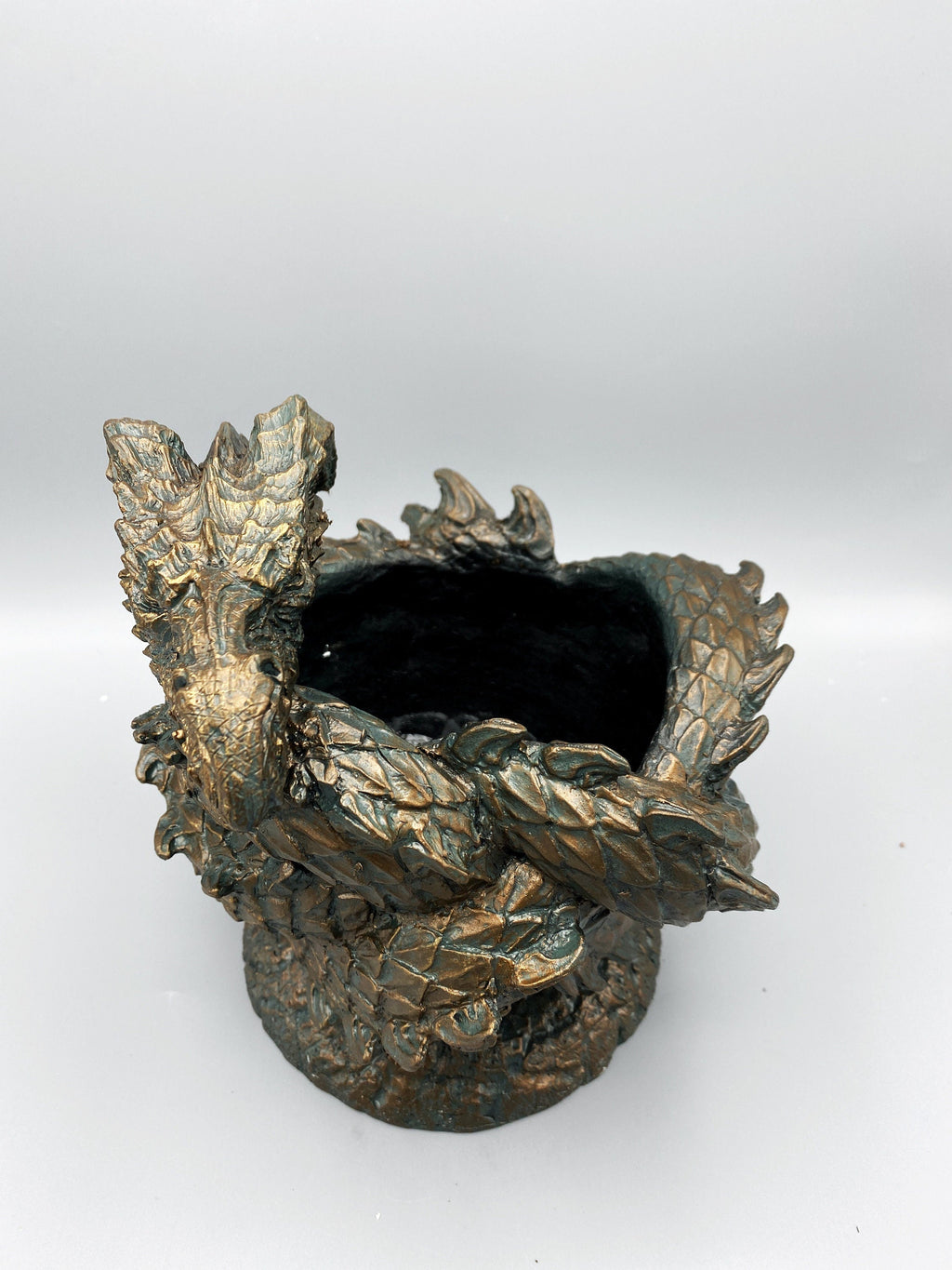 Coiled Dragon Planter, Large Version |  Unique Mythic Creature Home Decor | Resin Sculpture Snake Vase, Fantasy Art and Gothic Home Decor