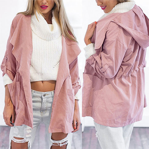 Women's Lightweight Hooded Trench Coat