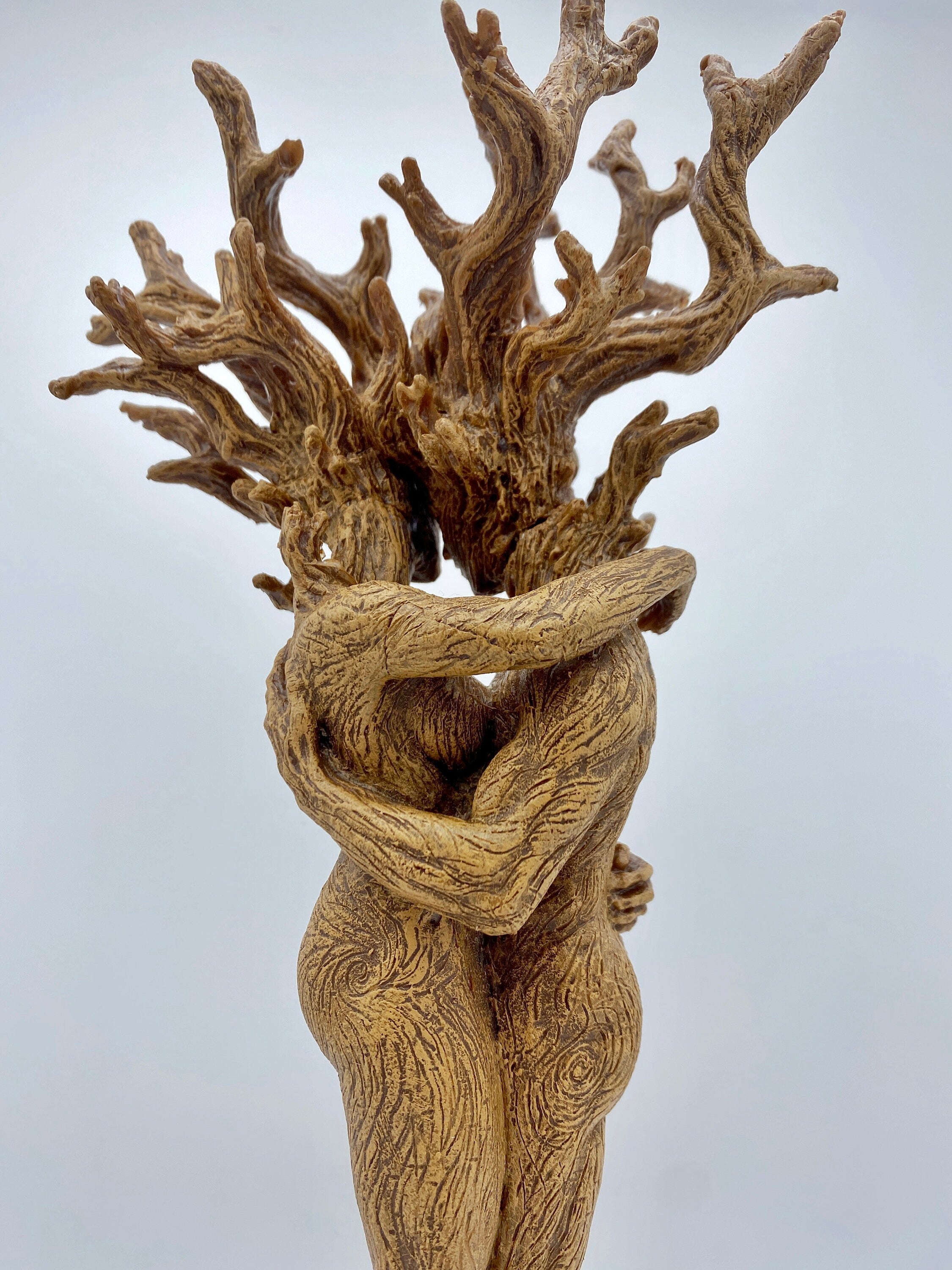 Amor Silvanus: Embracing Dryads Statue | Mythical Forest Creature Figurine | Woodland Tree Spirit Couple, Fantasy Art Home Decor