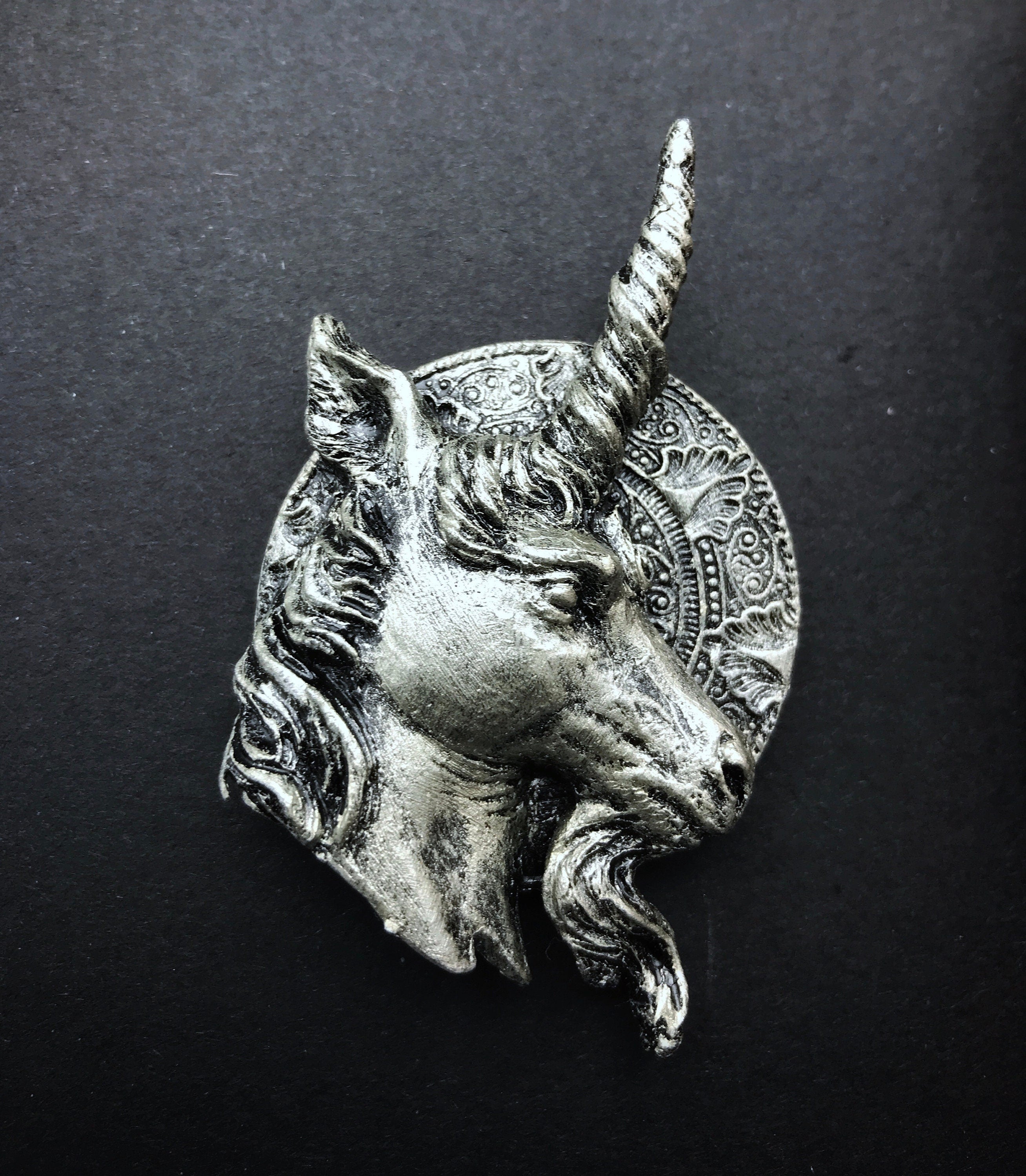 Unicorn Magnet, Hand Painted Resin Sculpture | Mythic Fantasy Decor | Legendary Unicorn Magnet for Fantasy and Gothic Decor