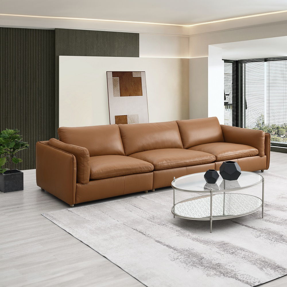 Brighton - Modular Armless Chair - Brown Top Grain Leather