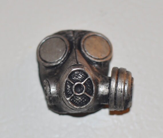 Gas Mask Magnet, Hand Painted Resin Sculpture | Gothic Post-Apocalyptic Decor | Gas Mask Magnet for Horror and Gothic Decor