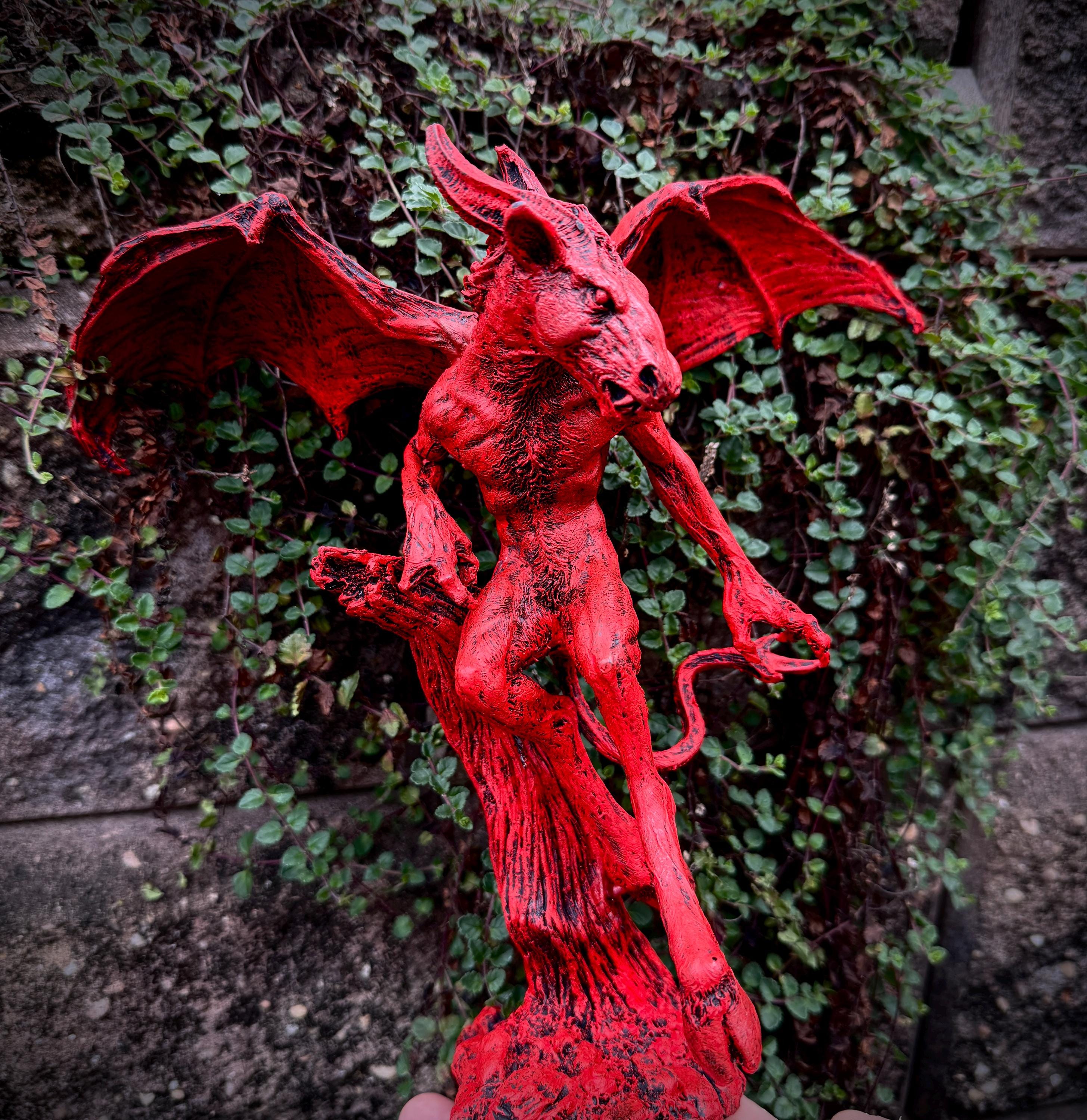 Jersey Devil Statue, Hand Painted Resin Sculpture | Cryptozoology Creature Figurine | Urban Legend Jersey Devil Monster, Gothic Art Decor