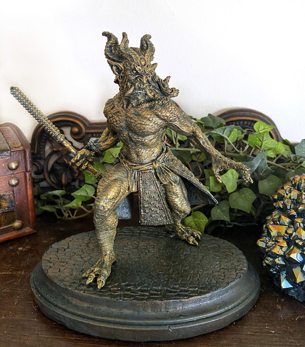 Oni Statue, Hand Painted Resin Sculpture | Mythical Creature Figurine | Unique Legendary Japanese Monster Figurine. Fantasy Art Gift