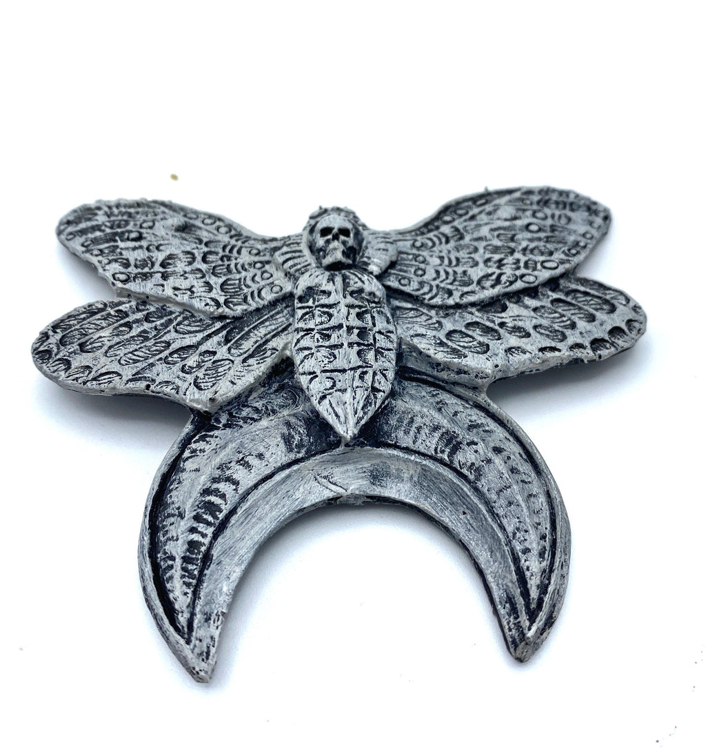 Death's Head Moth Magnet, Hand Painted Resin Sculpture | Gothic Fantasy Decor | Death Moth Magnet for Fantasy and Gothic Decor