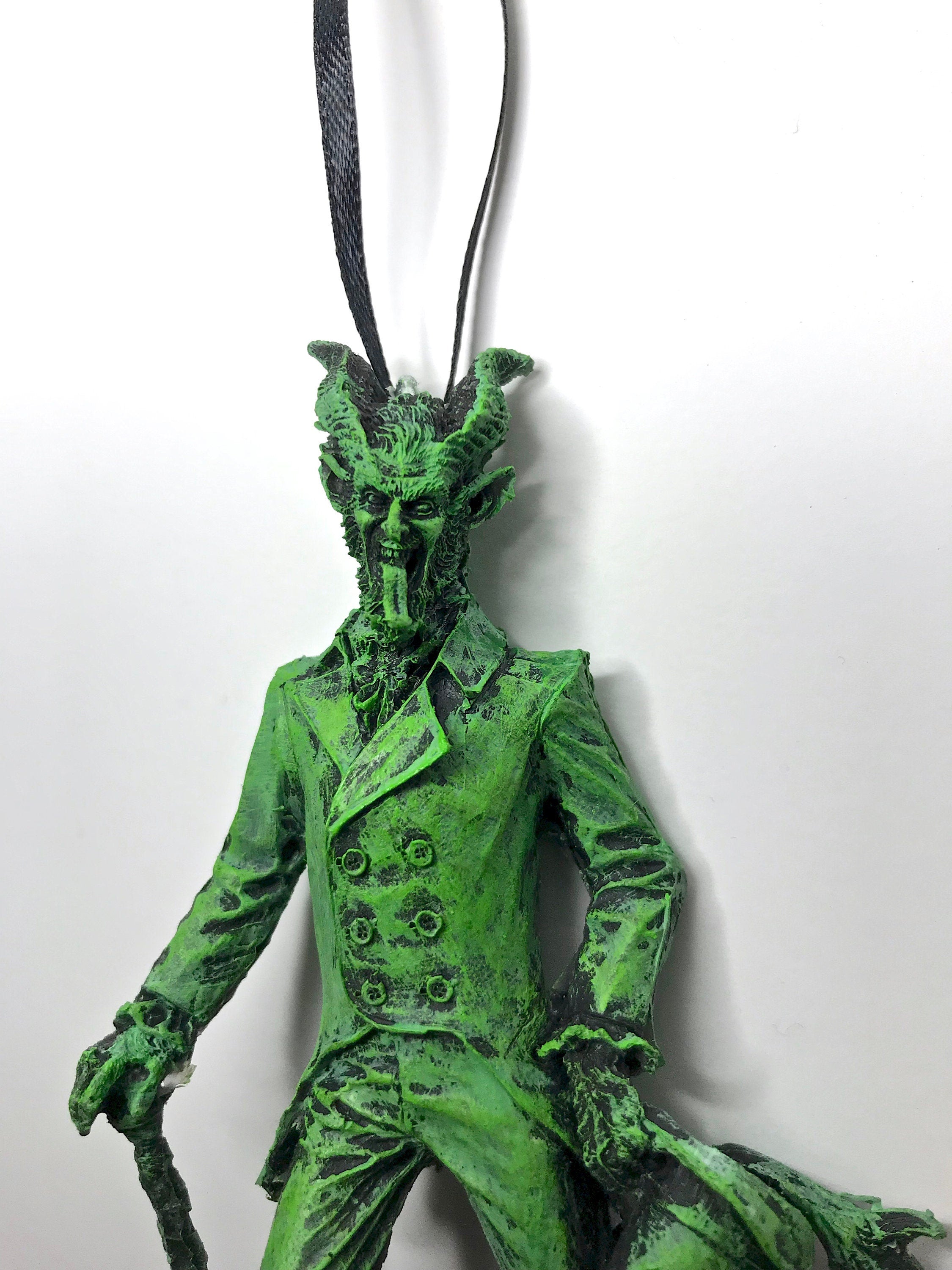 Gentleman Krampus Ornament, Hand Painted Resin Sculpture | Christmas Legend Figurine |Unique Dark Christmas Demon Ornament for Holiday Decor