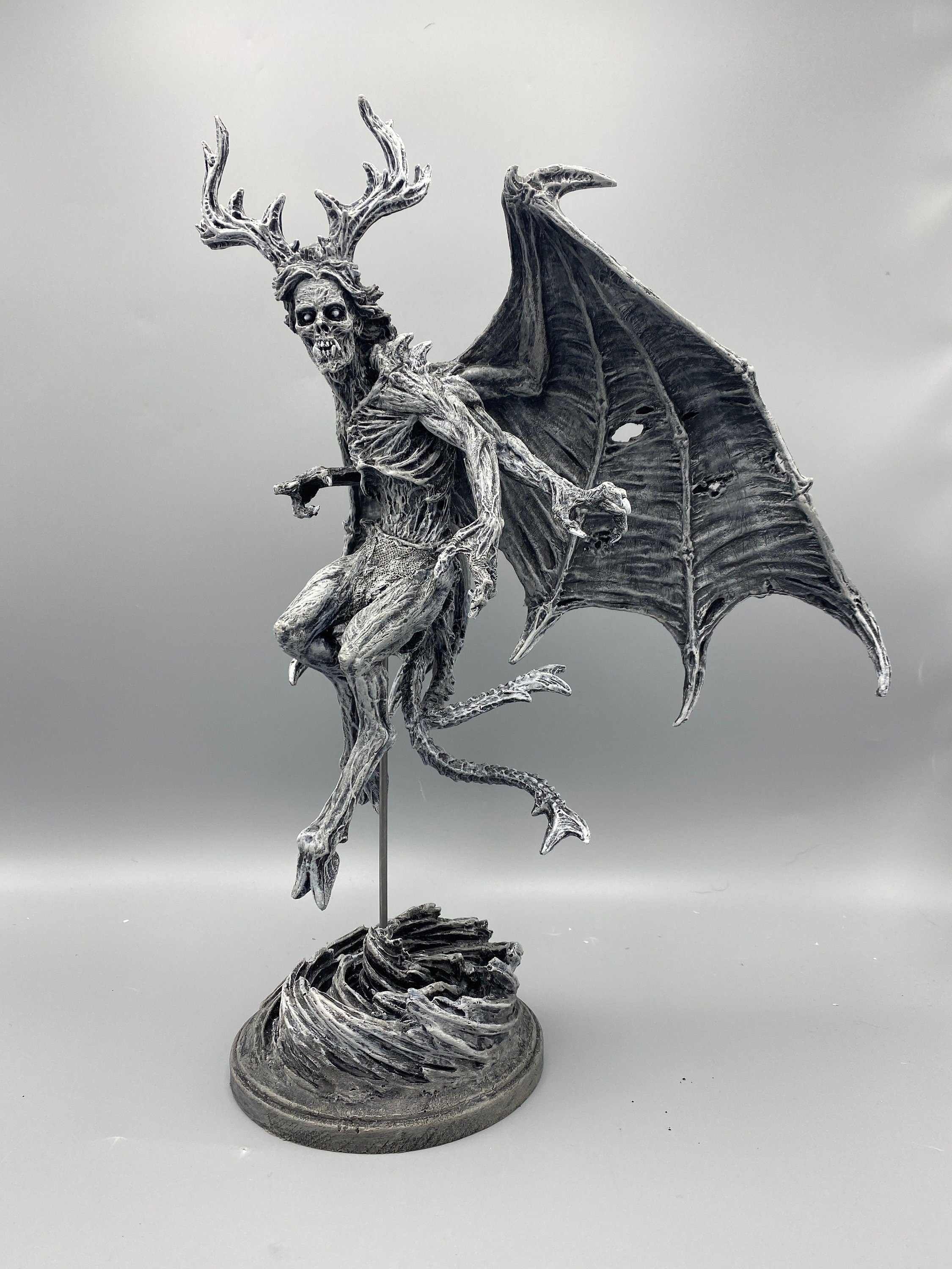 Angel of Death Statue, Hand Painted Resin | Mythic Creature Figurine | Myths and Legends Monster Statue | Demon Statue for Gothic Home Decor