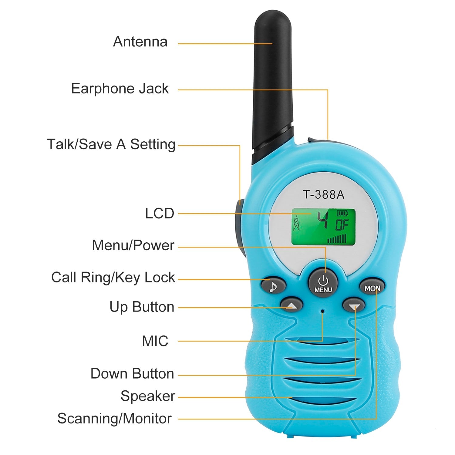 Kid Walkie Talkies 22 Channels 2 Way Radio Gift Toy Backlit LCD 3KMs Range Walky Talky Adventures Camping Hiking