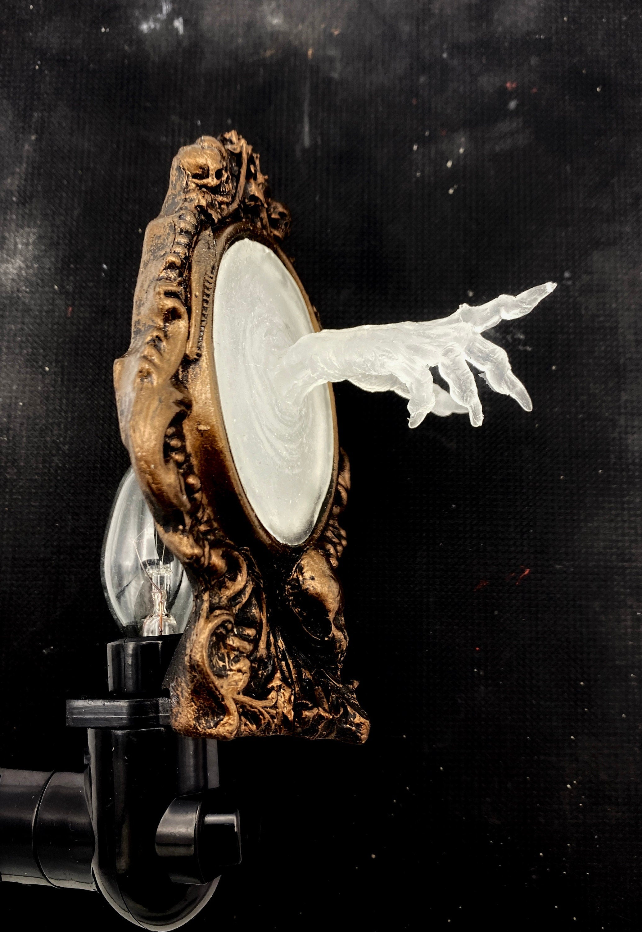 Spectral Hand Nightlight, Hand Painted Resin Sculpture | Victorian Gothic Night Light |  Ghost Hand Lighting for Gothic Fantasy Home Decor