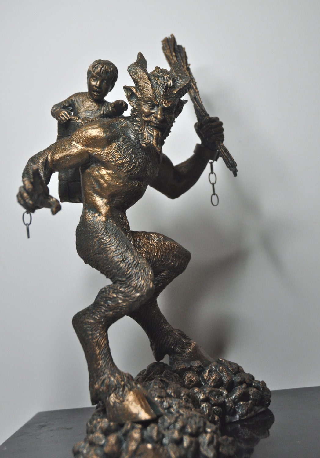 Krampus I Statue, Hand Painted Resin Sculpture Bronze Finish | Mythical Creature Figurine | Dark Christmas Demon, Gothic Folklore Decor
