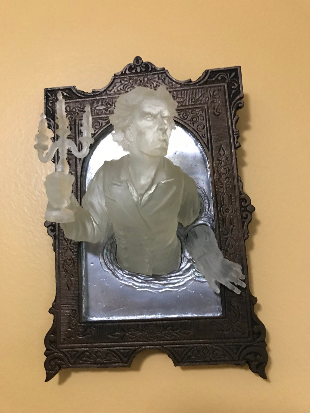 Gentleman Ghost in the Mirror Wall Plaque, Glow in the Dark Resin| Victorian Gothic Haunted Wall Art | for Halloween and Spooky Home Decor