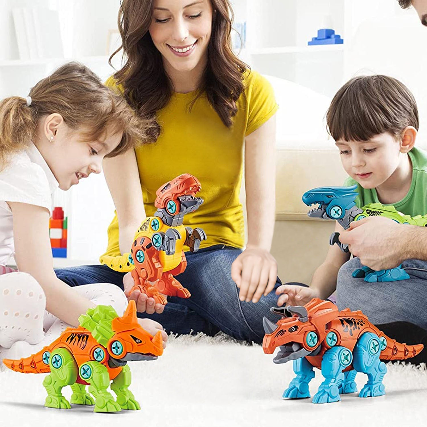 Take Apart Dinosaur Toys DIY Dinosaur Construction Building Block Assembly Toys with Electric Drill for Kids 3-7 Year Old Learning Educational Gift