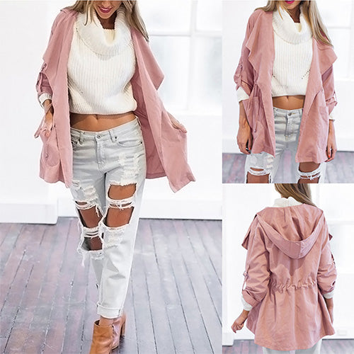 Women's Lightweight Hooded Trench Coat