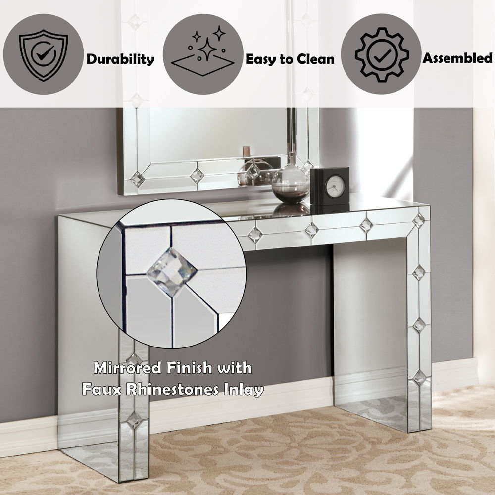 Hessa - Console Table - Mirrored & Faux Rhinestone