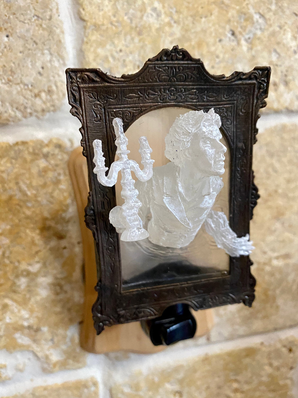 Gentleman Ghost in the Mirror Nightlight, Resin Sculpture | Victorian Gothic Night Light |  Ghost Lighting for Gothic Spooky Home Decor