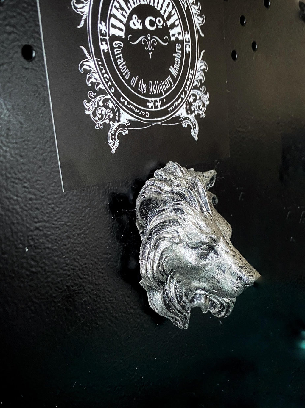 Lion's Head Magnet, Hand Painted Resin Sculpture | Mythic Fantasy Decor | Lion Magnet for Fantasy and Gothic Decor