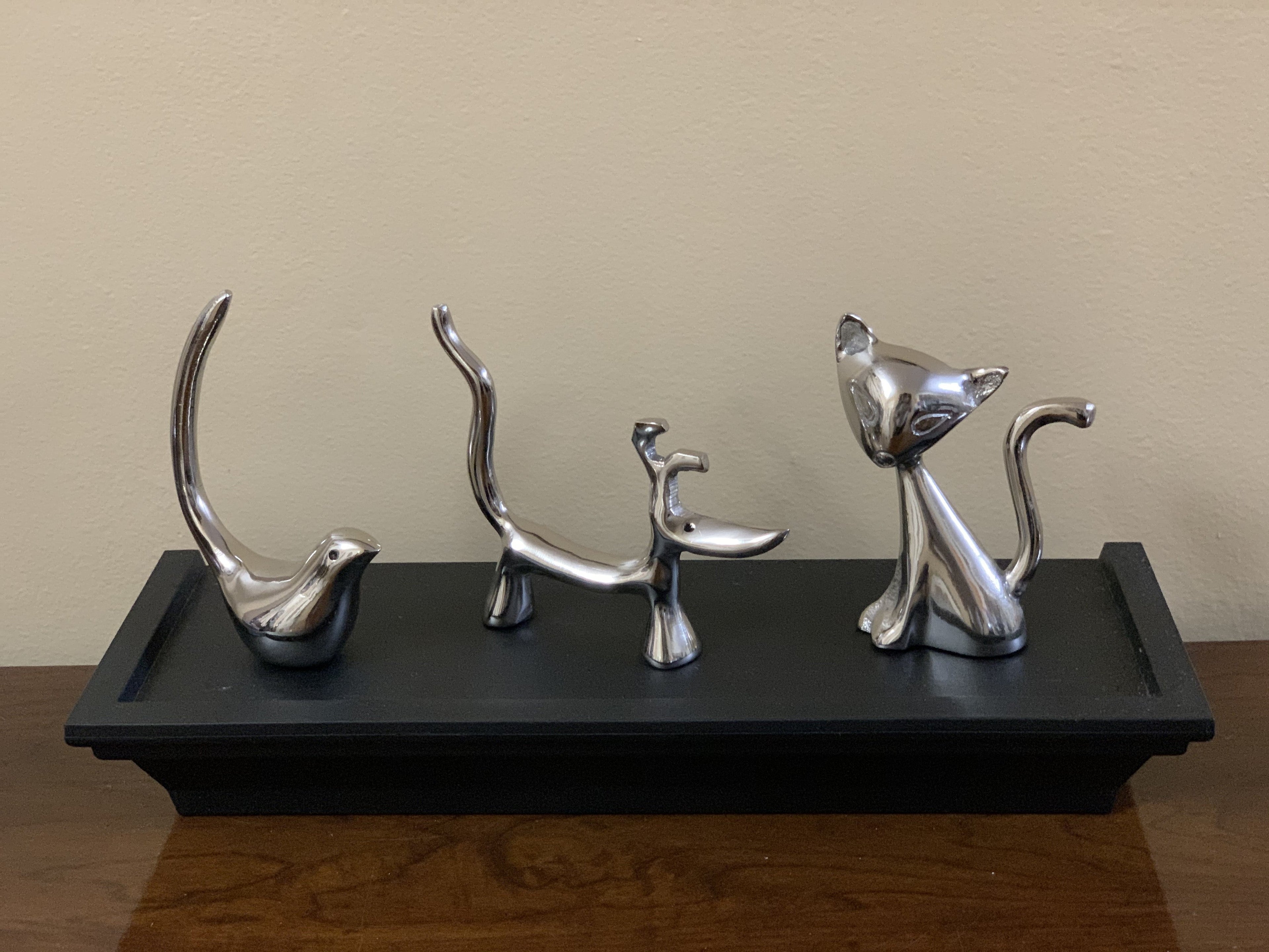 Vibhsa Dog Cat & Bird Ring Holders Set - Silver