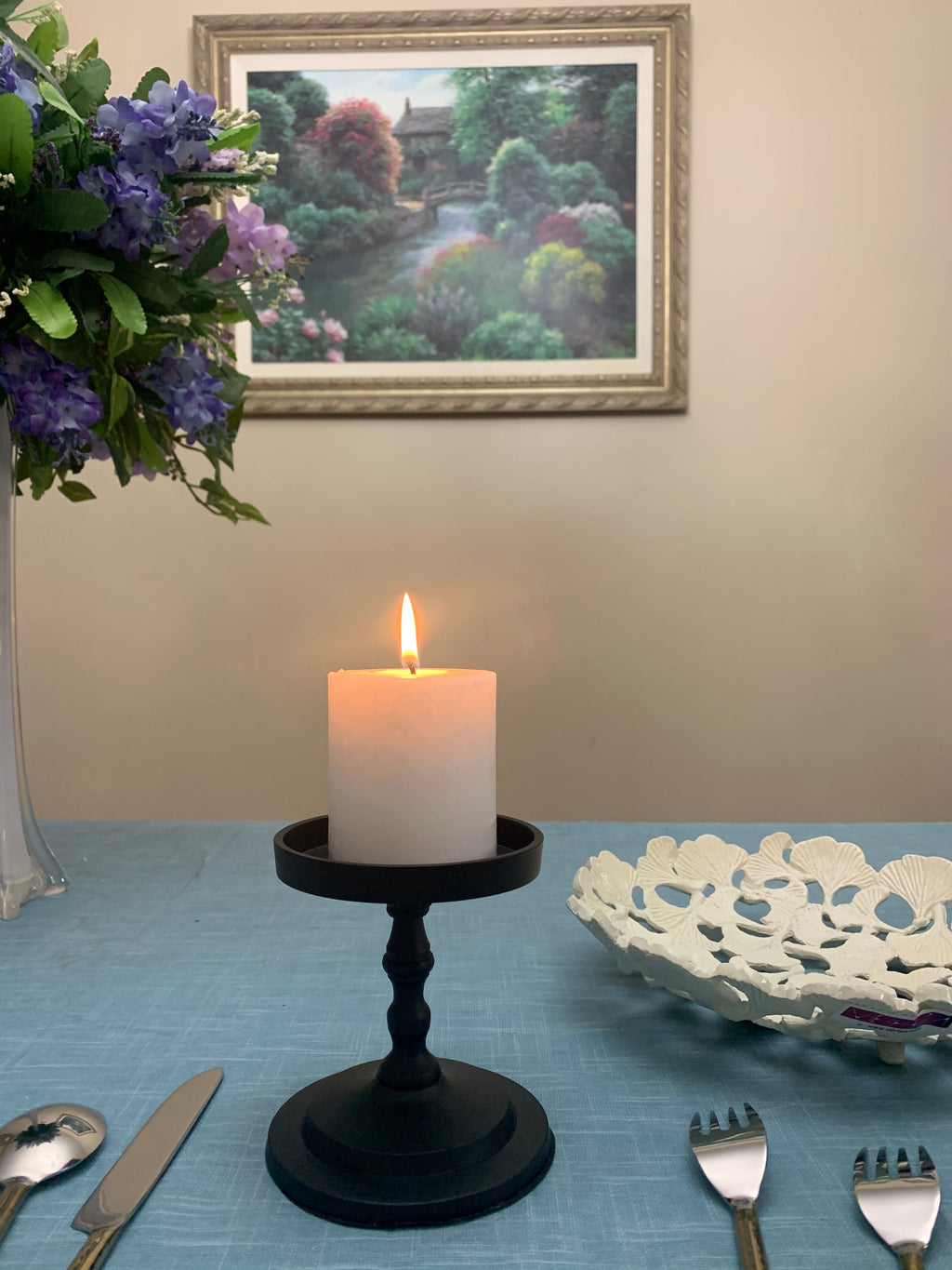 Vibhsa Pillar Candle Holder | Matte Black, 4.5"H, Fits 3.5" Candles