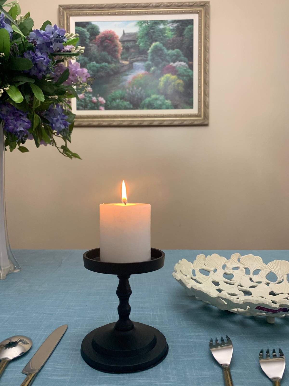 Vibhsa Pillar Candle Holder | Matte Black, 4.5"H, Fits 3.5" Candles