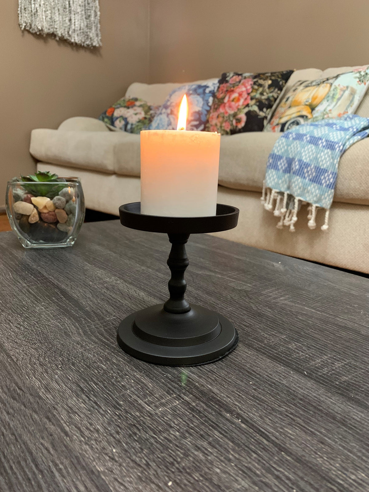 Vibhsa Pillar Candle Holder | Matte Black, 4.5"H, Fits 3.5" Candles