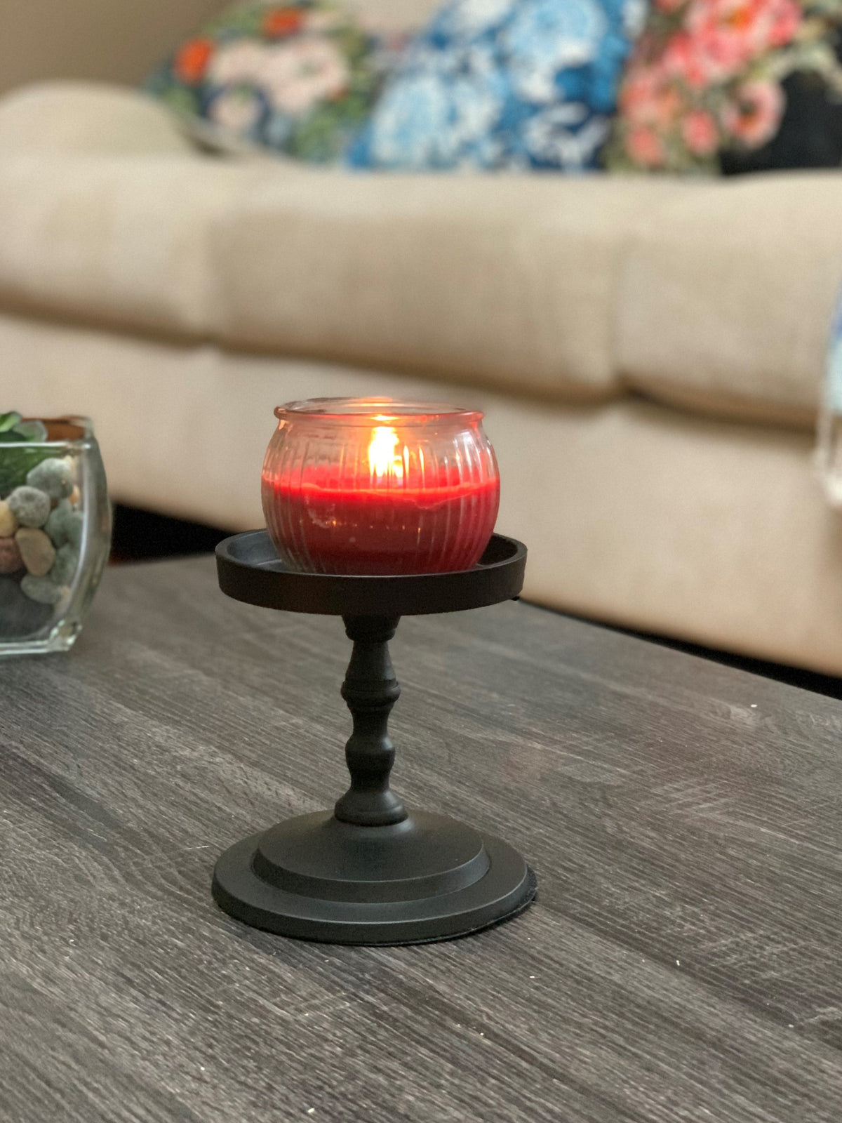 Vibhsa Pillar Candle Holder | Matte Black, 4.5"H, Fits 3.5" Candles