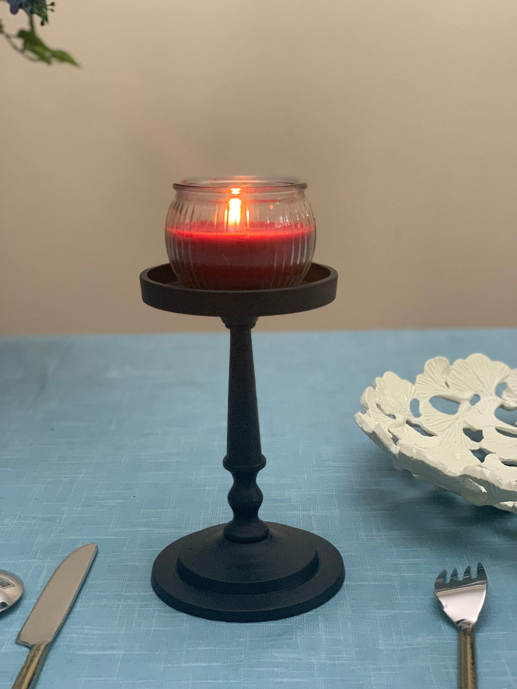 Vibhsa Pillar Candle Holder - Matte Black (7"H)