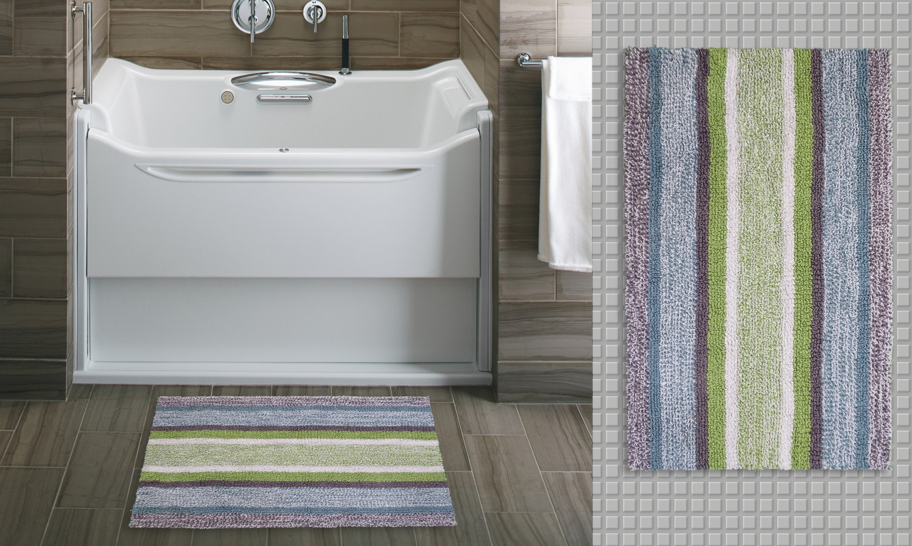CHICOS HOME Multi Color Striped Bath Rug 20" x 32"