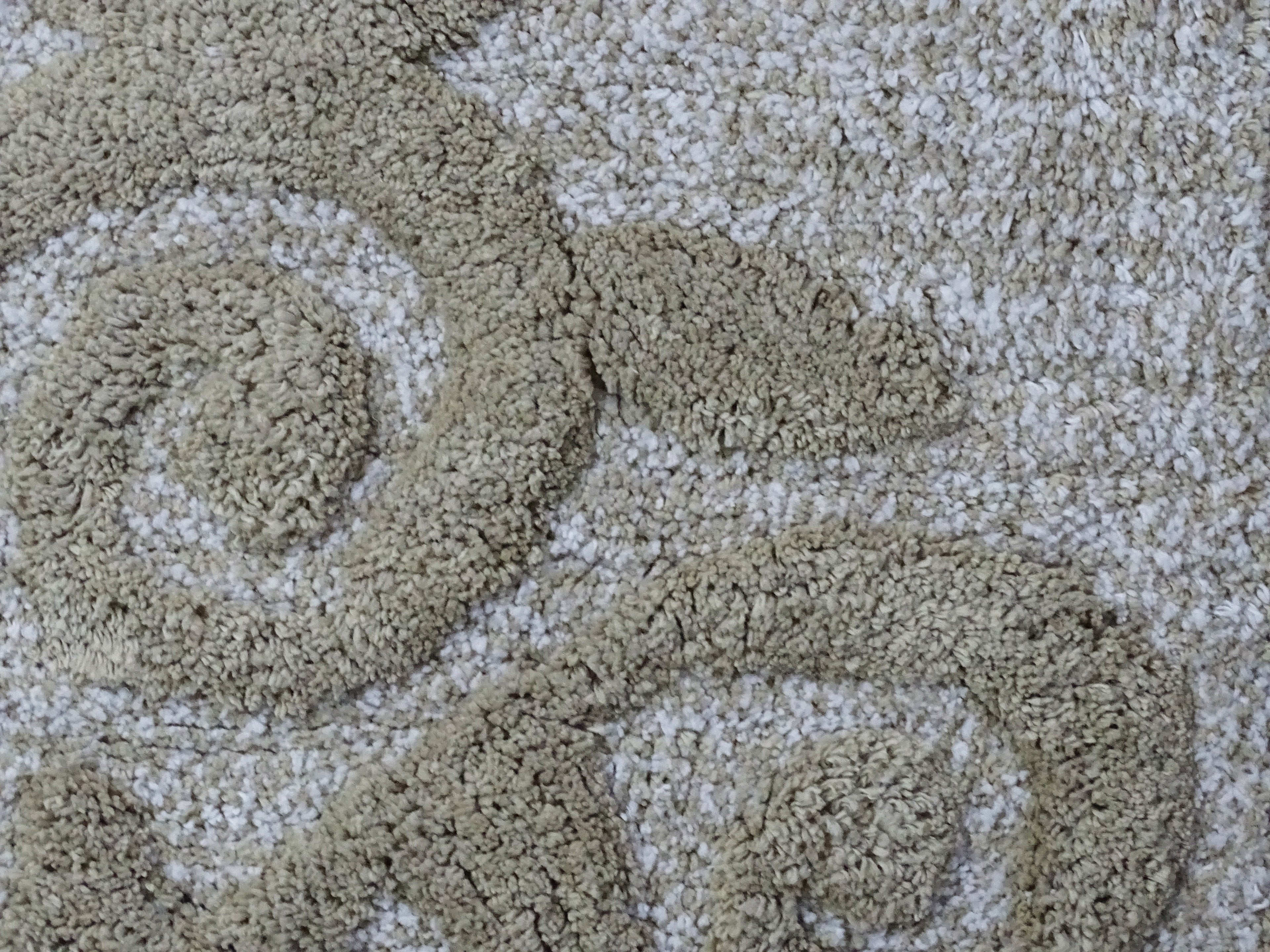 Damask Pattern Bath Rug in Beige & Ivory