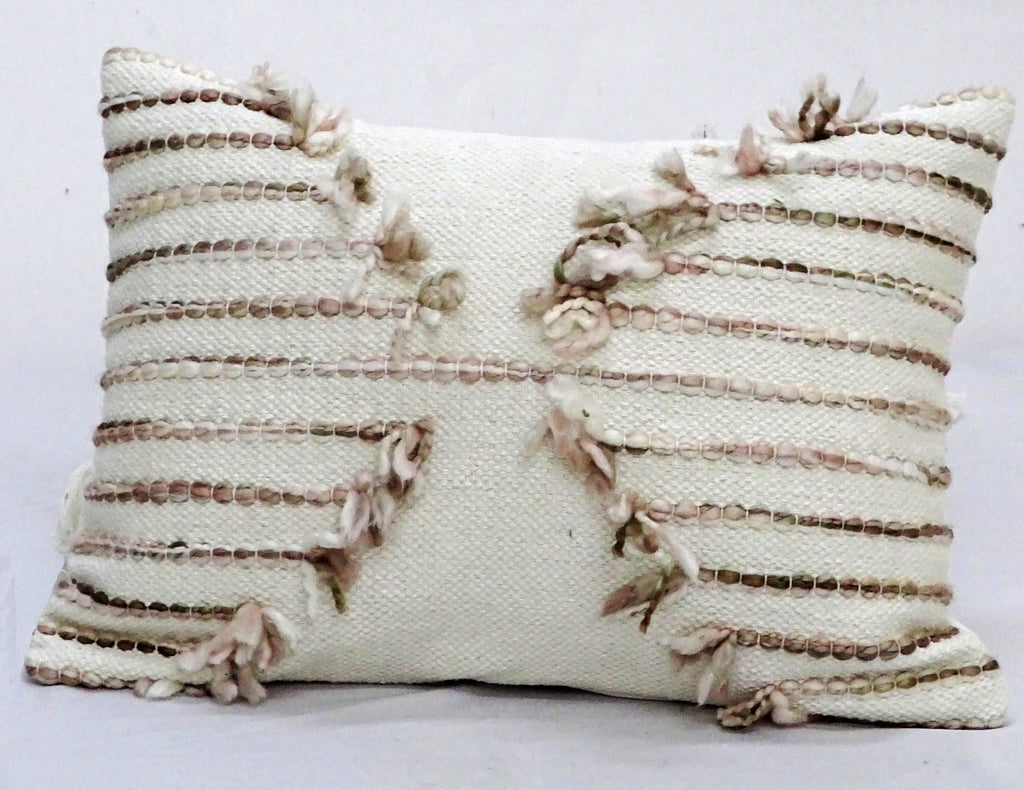 Pink 14" X 20"  Embroidered  Throw Pillow