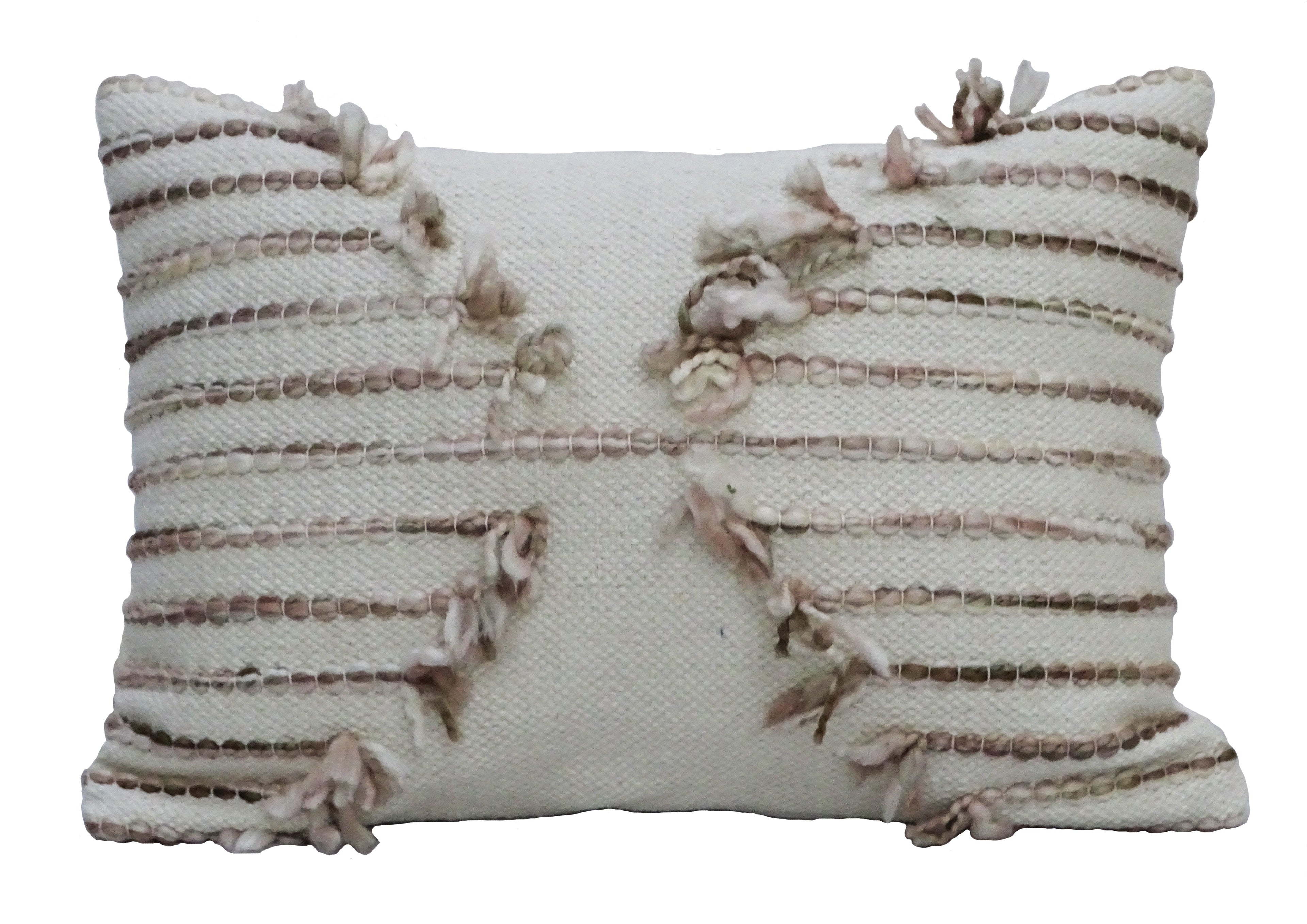 Pink 14" X 20"  Embroidered  Throw Pillow