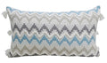 Chevron Throw Pillow for Sofa with Braid and Tassels 14"x24"