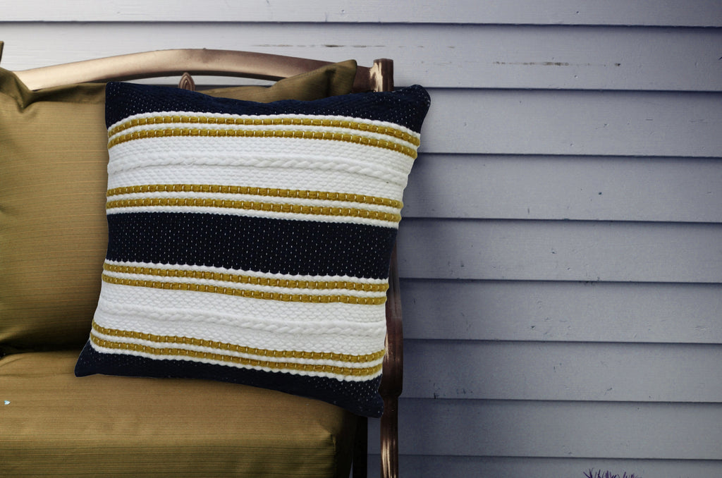 Multi Color 18"x18" Indoor Outdoor Pillow with Braid for sofa