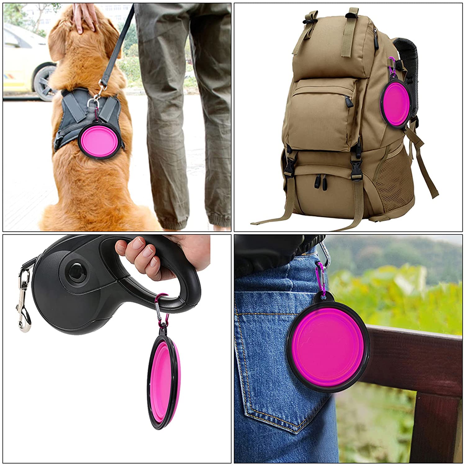 5" Portable and Foldable Small Dog Bowl-Purple set of 5