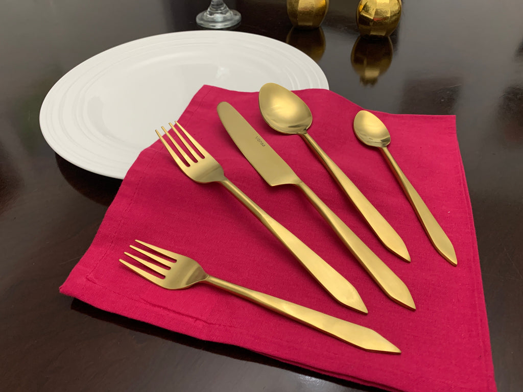 Flatware set of 20 Pieces Golden Stainless Taj Look