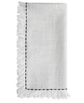 Table Cloth Napkins Set of 4 with Black Embroidery