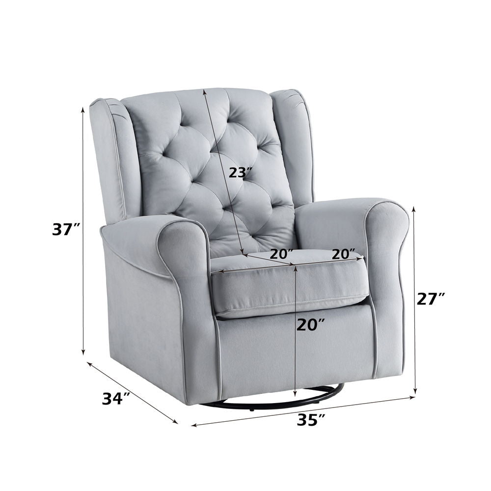 Zeger - Swivel Chair With Glider - Gray Fabric
