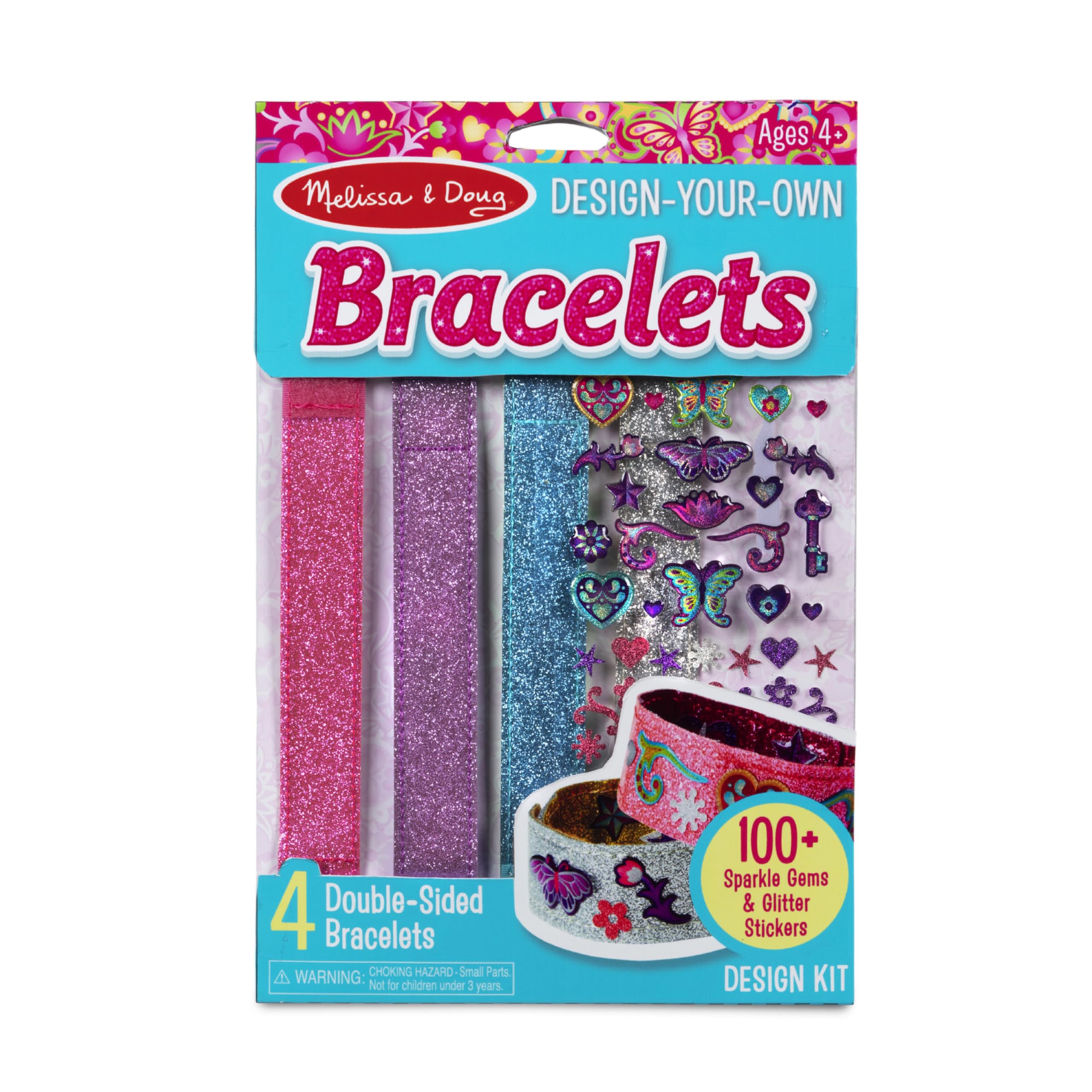 Melissa & Doug Design-Your-Own Bracelets With 100+ Sparkle Gem Glitter Stickers