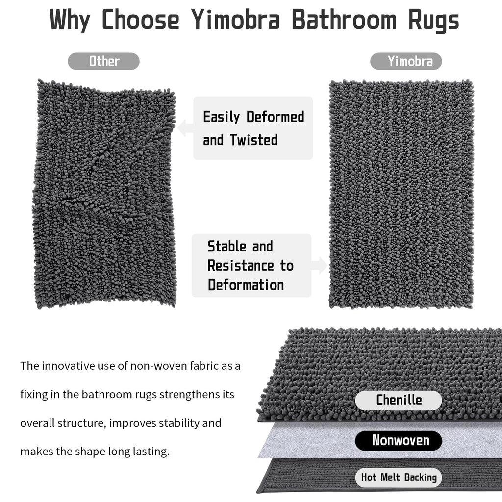 Chenille Bath Mat, 55"x24", Dark Gray