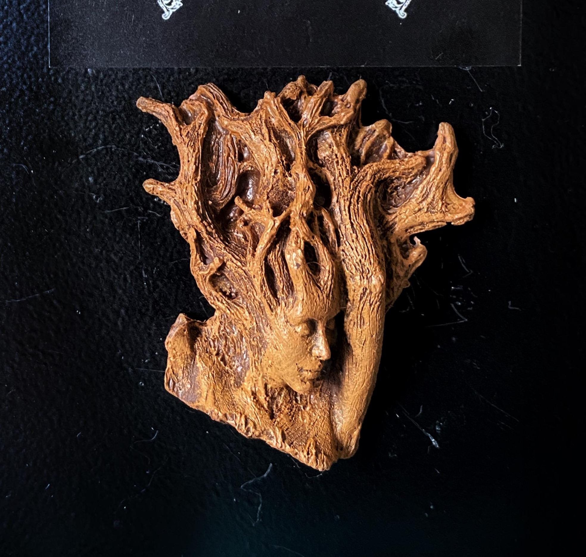 Dryad Magnet, Hand Painted Resin Sculpture | Mythic Fantasy Decor | Forest Goddess Magnet for Fantasy and Gothic Decor