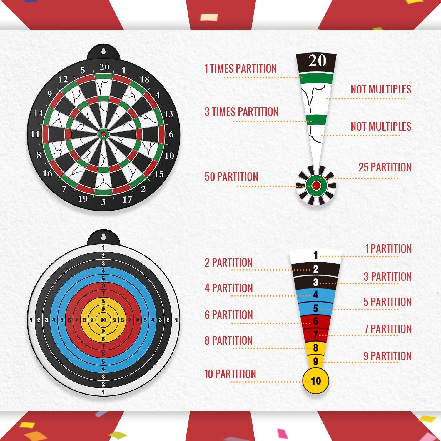 Magnetic Dart Board, 12pcs, Safe Indoor/Party Game for ages 5-12 and Adult