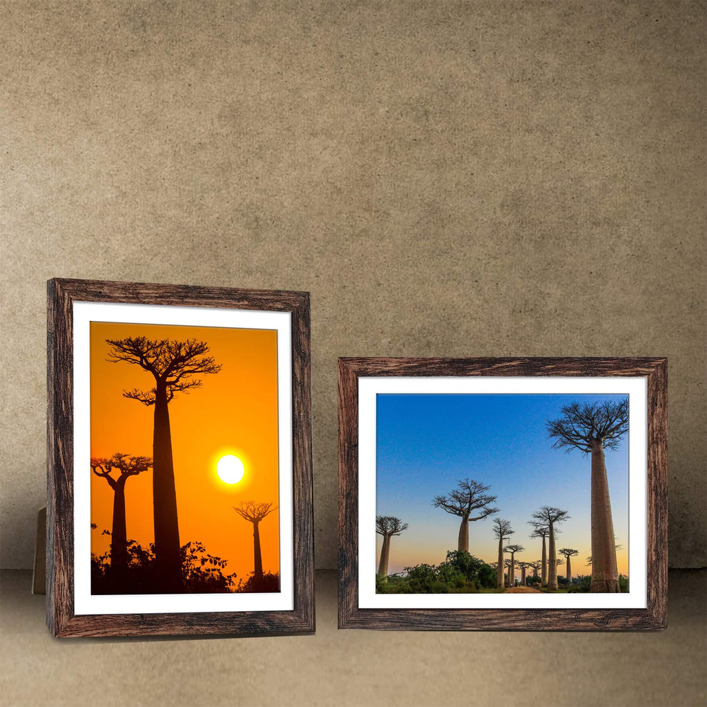 SESEAT 8x10 Picture Frames Rustic Brown with Mat Photo Frames 4 Pack
