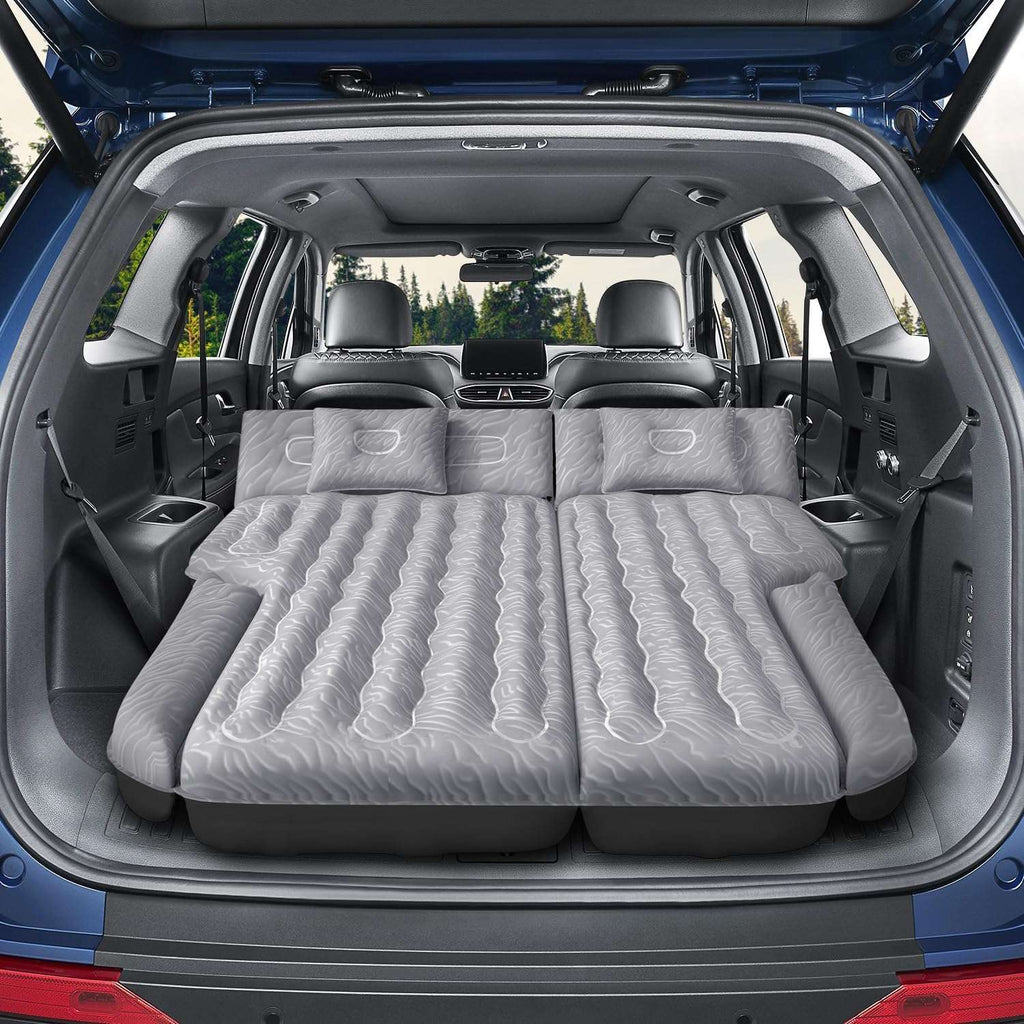 DikaSun Universal SUV Air Mattress – Upgraded Flocking, Extra-Thick Oxford Surface, with Electric Pump & 3M Charging Cable (Grey）)