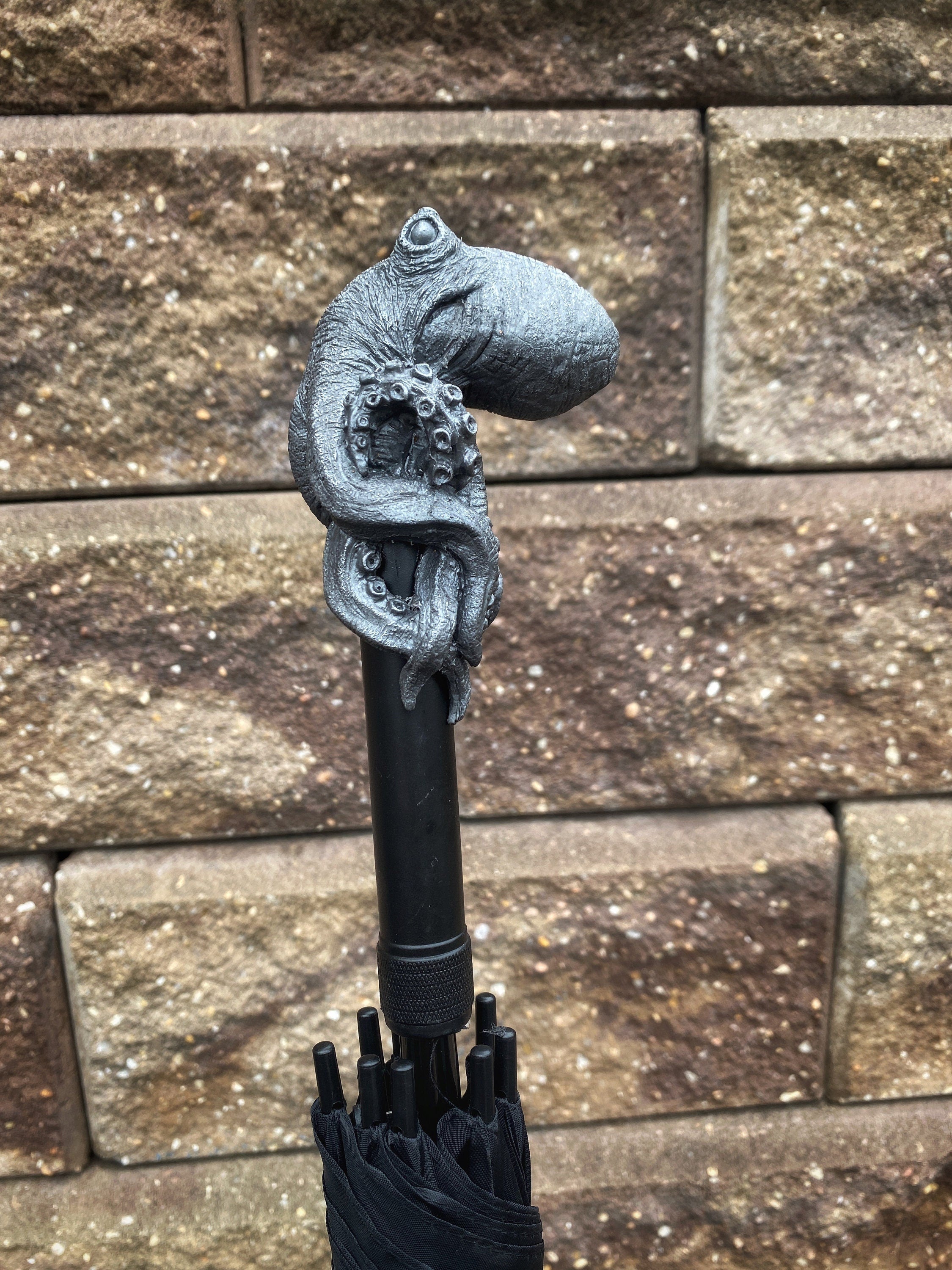 Kraken Umbrella, Hand Sculpted Resin Octopus | Nautical Gothic Umbrella |Fantasy Cosplay Kraken Lovecraftian Umbrella Cane, Gothic Accessory