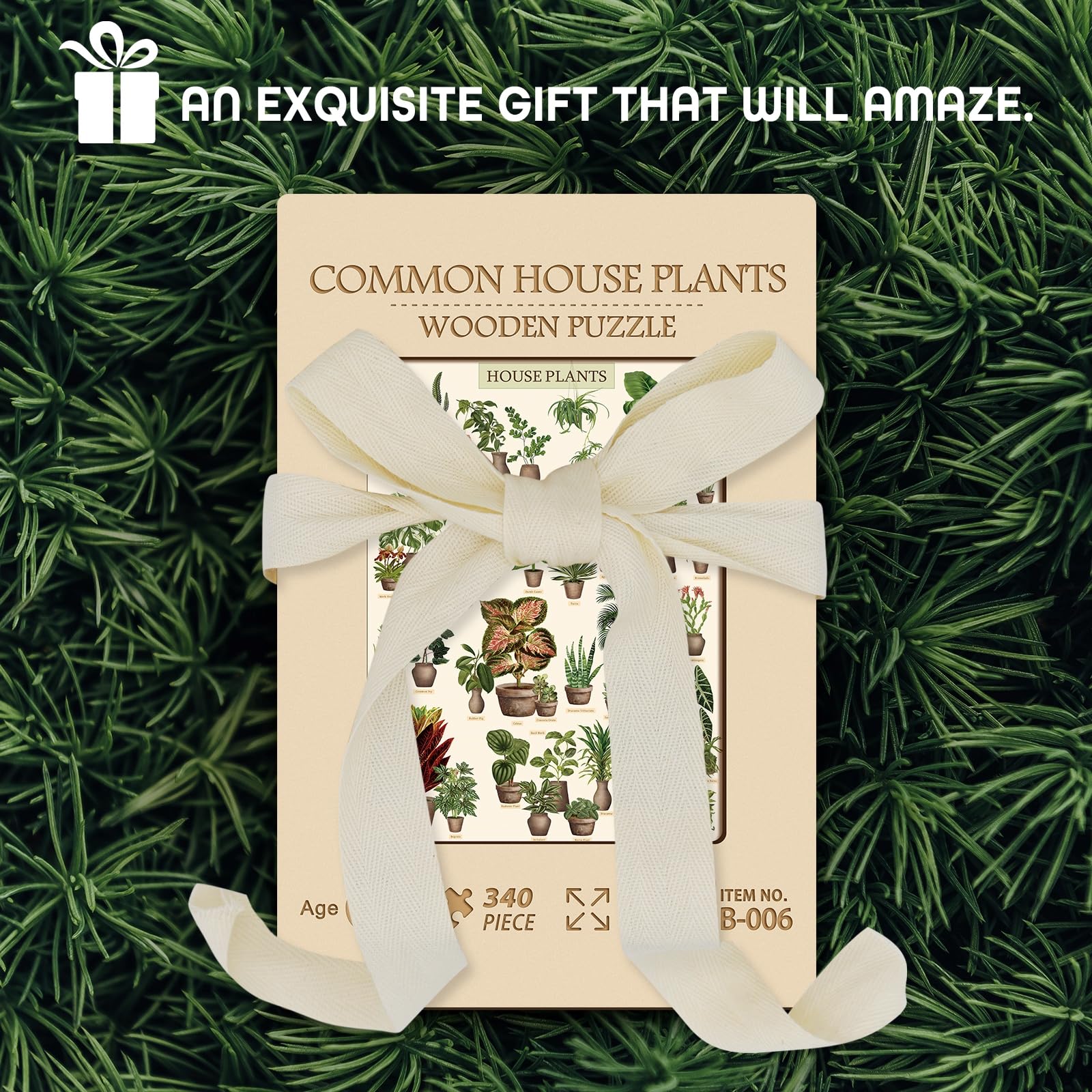 Vintage Houseplant Wooden Puzzle 340 Pieces for Adult, 15.7" x 11.2"