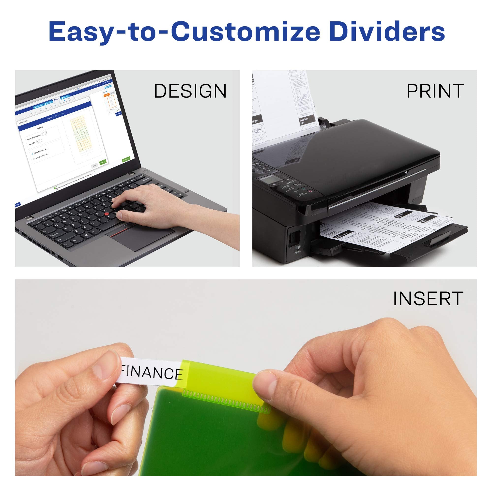 Avery Dividers for 3 Ring Binders, 5-Tab, Plastic, Insertable, 24 Sets (11900)