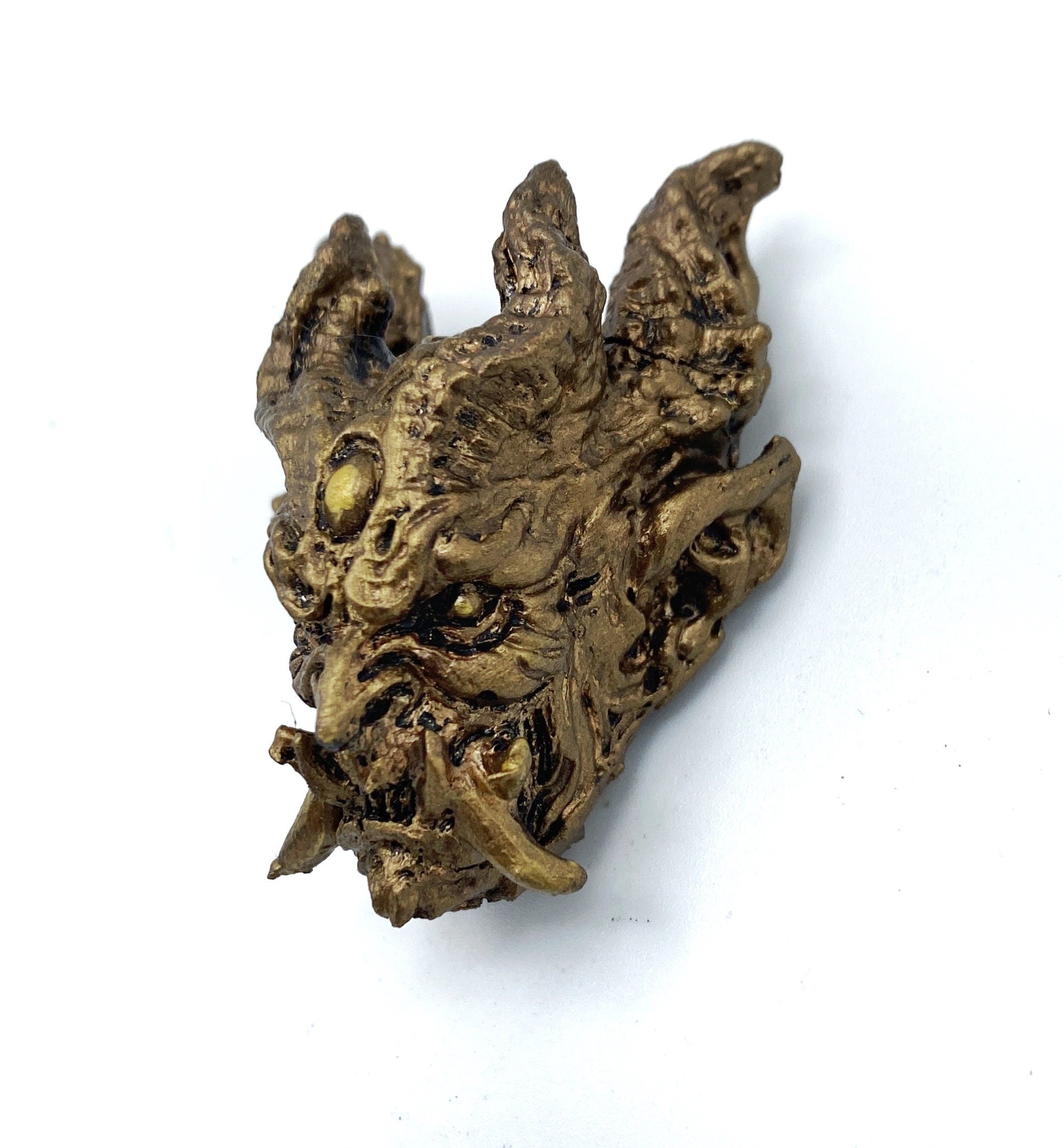 Oni Demon Head Magnet, Hand Painted Resin Sculpture | Mythic Fantasy Decor | Japanese Monster Magnet for Fantasy and Gothic Decor