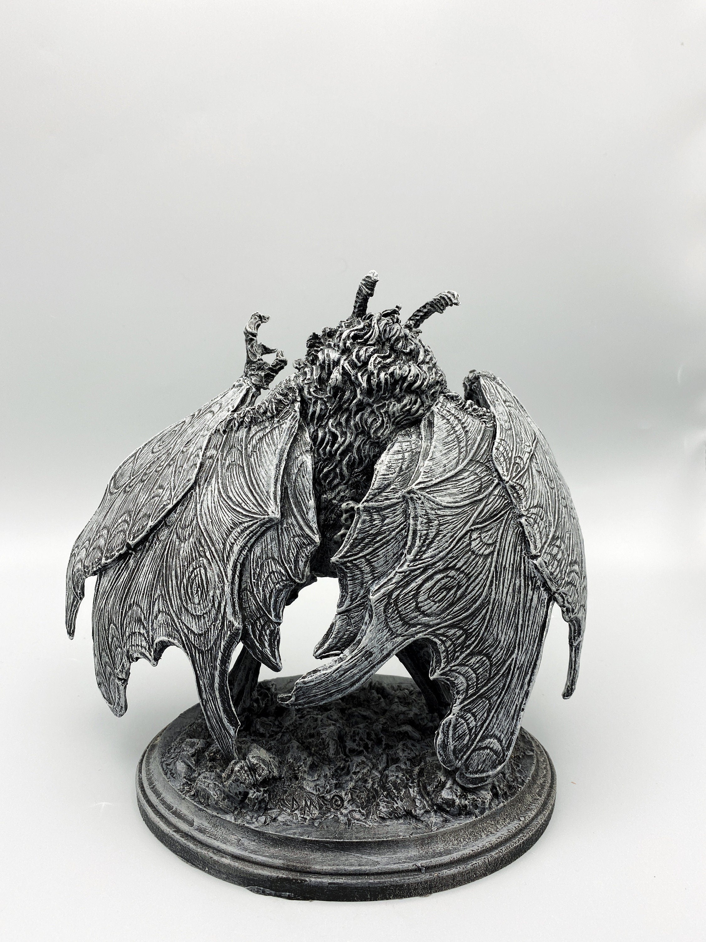 Mothman Statue, Hand Painted Resin Sculpture | Cryptozoology Creature Figurine | Urban Legend Moth Man Monster Figurine, Horror Art Decor